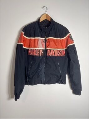 Vtg Harley Davidson Motorcycles Bomber Jacket USA Sun Fade